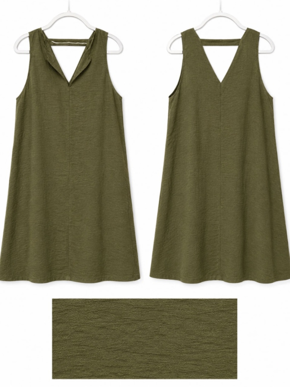 Banana Republic Olive Green Sleeveless Dress XL Crinkle Texture Pocket Dress